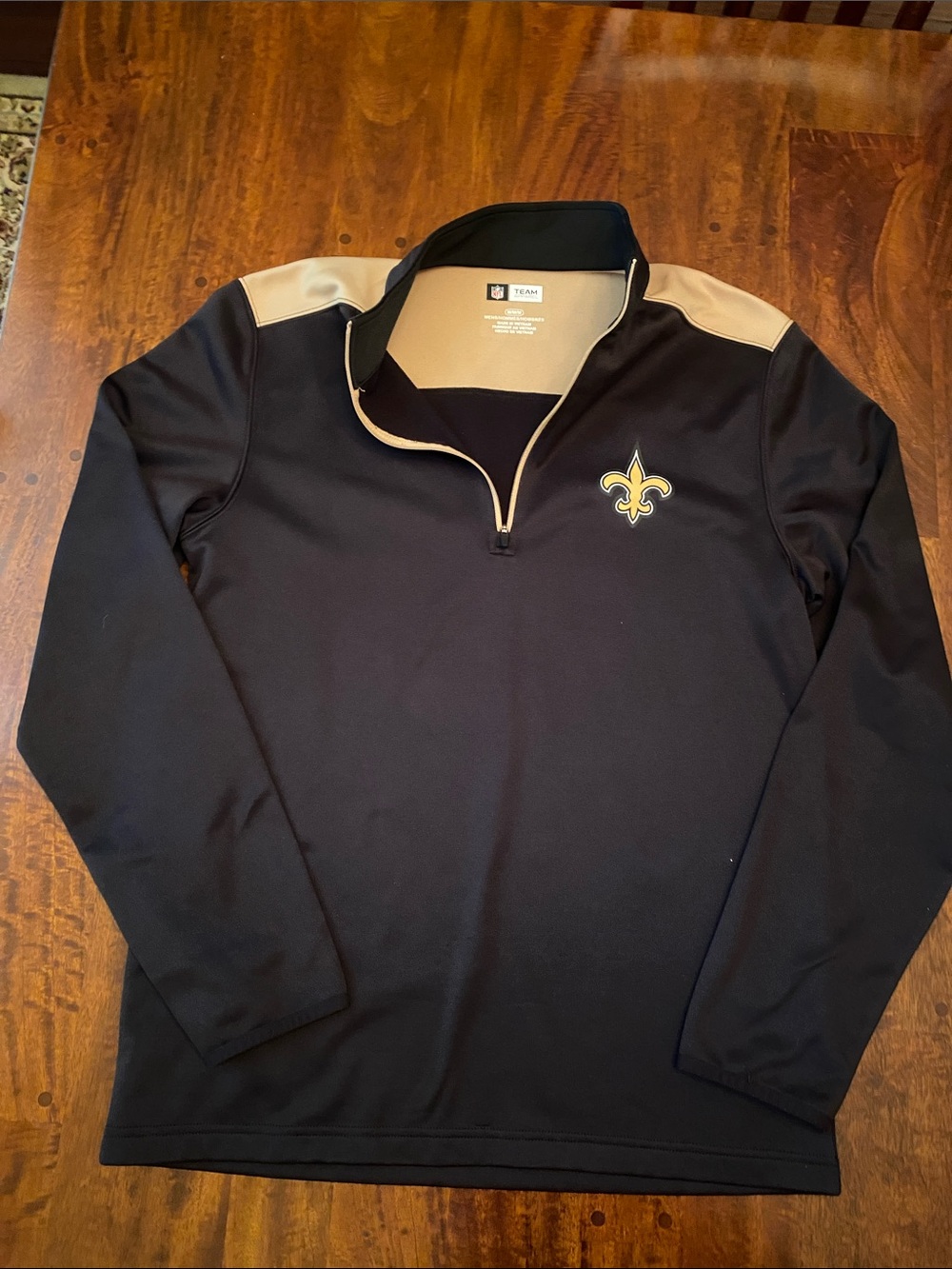 NFL New Orleans Saints Black and Gold Half-Zip Pullover with Fleur-de-Lis Logo